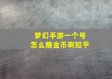 梦幻手游一个号怎么赚金币啊知乎