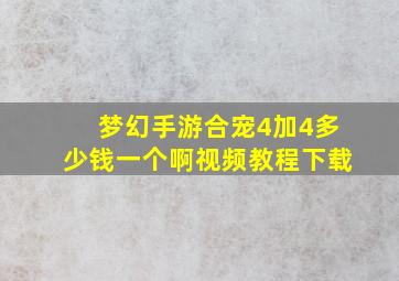 梦幻手游合宠4加4多少钱一个啊视频教程下载