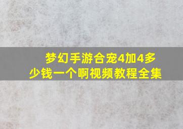 梦幻手游合宠4加4多少钱一个啊视频教程全集