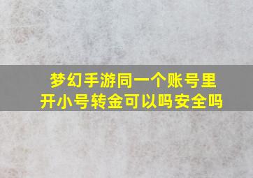 梦幻手游同一个账号里开小号转金可以吗安全吗