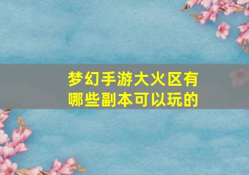 梦幻手游大火区有哪些副本可以玩的