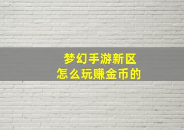 梦幻手游新区怎么玩赚金币的