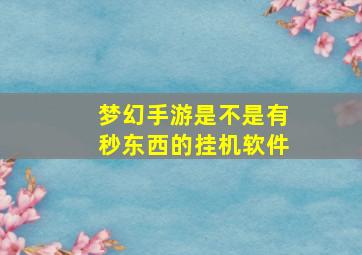 梦幻手游是不是有秒东西的挂机软件