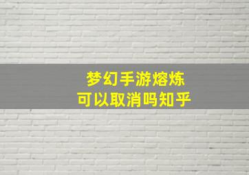 梦幻手游熔炼可以取消吗知乎