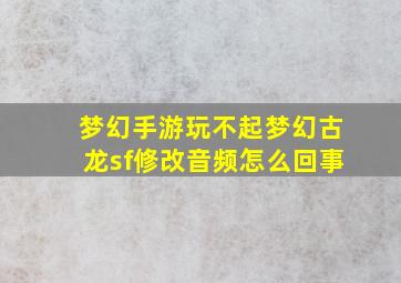 梦幻手游玩不起梦幻古龙sf修改音频怎么回事