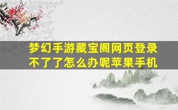 梦幻手游藏宝阁网页登录不了了怎么办呢苹果手机