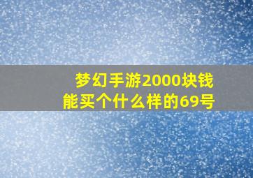 梦幻手游2000块钱能买个什么样的69号