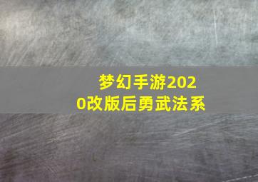 梦幻手游2020改版后勇武法系