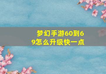 梦幻手游60到69怎么升级快一点