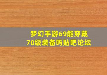 梦幻手游69能穿戴70级装备吗贴吧论坛