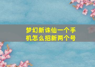 梦幻新诛仙一个手机怎么招新两个号