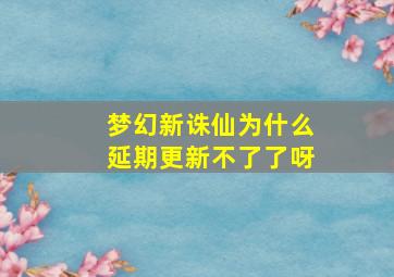 梦幻新诛仙为什么延期更新不了了呀