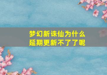 梦幻新诛仙为什么延期更新不了了呢