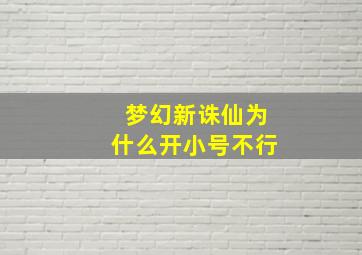 梦幻新诛仙为什么开小号不行