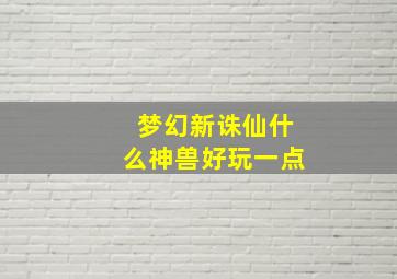 梦幻新诛仙什么神兽好玩一点