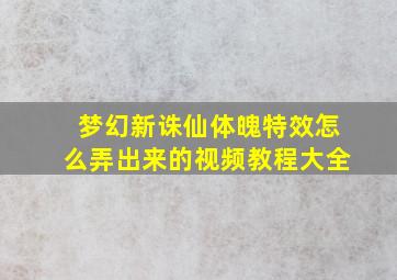 梦幻新诛仙体魄特效怎么弄出来的视频教程大全