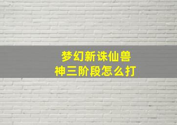 梦幻新诛仙兽神三阶段怎么打