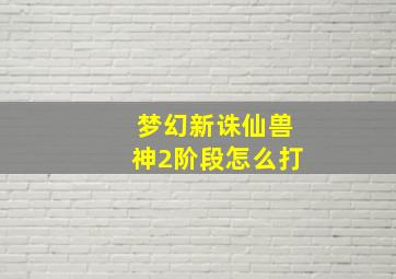 梦幻新诛仙兽神2阶段怎么打