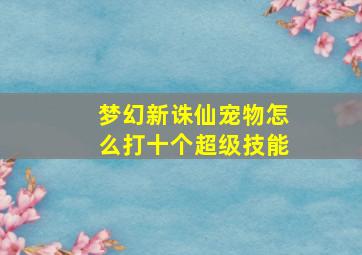 梦幻新诛仙宠物怎么打十个超级技能