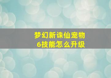 梦幻新诛仙宠物6技能怎么升级