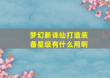 梦幻新诛仙打造装备星级有什么用啊