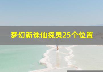 梦幻新诛仙探灵25个位置