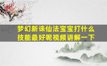 梦幻新诛仙法宝宝打什么技能最好呢视频讲解一下