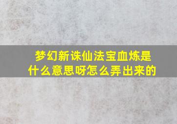 梦幻新诛仙法宝血炼是什么意思呀怎么弄出来的