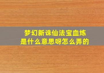 梦幻新诛仙法宝血炼是什么意思呀怎么弄的