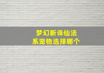 梦幻新诛仙法系宠物选择哪个