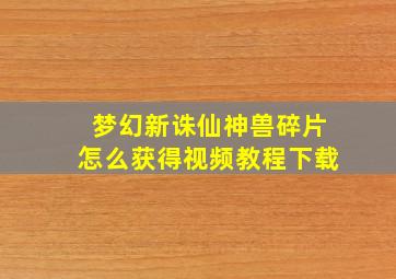 梦幻新诛仙神兽碎片怎么获得视频教程下载