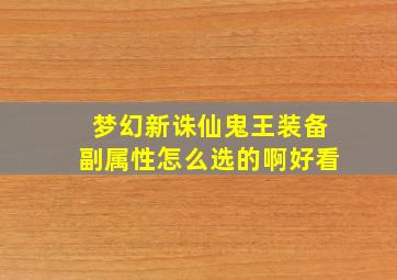 梦幻新诛仙鬼王装备副属性怎么选的啊好看