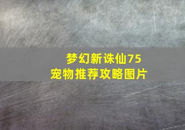 梦幻新诛仙75宠物推荐攻略图片