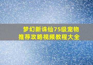 梦幻新诛仙75级宠物推荐攻略视频教程大全