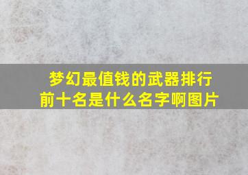 梦幻最值钱的武器排行前十名是什么名字啊图片