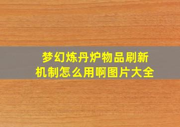 梦幻炼丹炉物品刷新机制怎么用啊图片大全