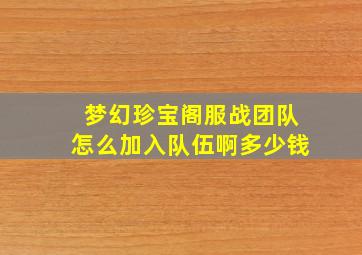 梦幻珍宝阁服战团队怎么加入队伍啊多少钱