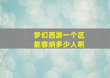 梦幻西游一个区能容纳多少人啊