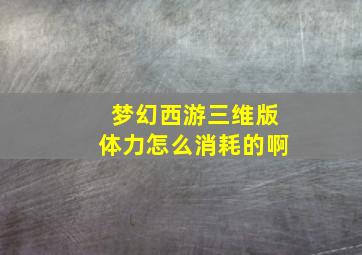 梦幻西游三维版体力怎么消耗的啊