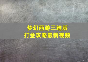 梦幻西游三维版打金攻略最新视频