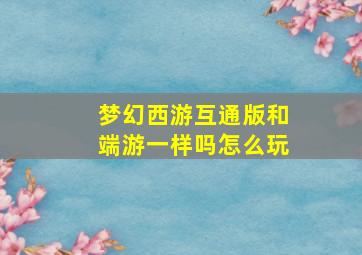 梦幻西游互通版和端游一样吗怎么玩