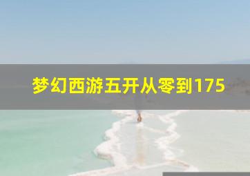 梦幻西游五开从零到175