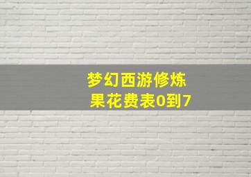 梦幻西游修炼果花费表0到7