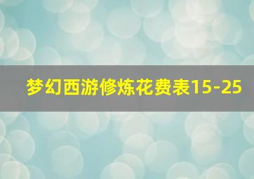 梦幻西游修炼花费表15-25