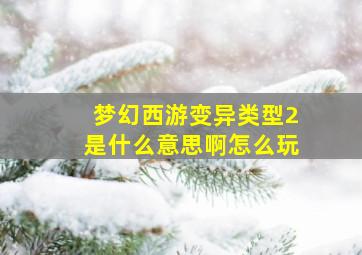 梦幻西游变异类型2是什么意思啊怎么玩