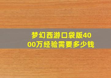 梦幻西游口袋版4000万经验需要多少钱