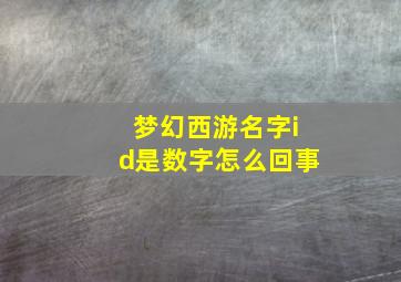 梦幻西游名字id是数字怎么回事