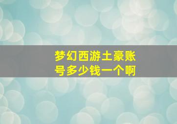 梦幻西游土豪账号多少钱一个啊