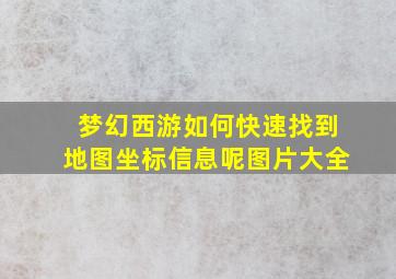 梦幻西游如何快速找到地图坐标信息呢图片大全