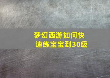 梦幻西游如何快速练宝宝到30级